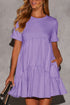 Tiered Round Neck Short Sleeve Mini Dress - Odaingerous